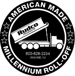 AMERICAN MADE MILLENNIUM ROLL-OFF RUDCO PRODUCTS 800-828-2234 VINELAND, NJ logo