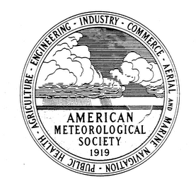 AMERICAN METEOROLOGICAL SOCIETY 1919 PUBLIC HEALTH AGRICULTURE ENGINEERING INDUSTRY COMMERCE AERIAL AND MARINE NAVIGATION logo