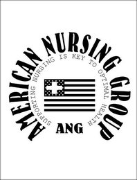 AMERICAN NURSING GROUP ANG SUPPORTING NURSING IS KEY TO OPTIMAL HEALTH logo