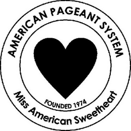 AMERICAN PAGEANT SYSTEM MISS AMERICAN SWEETHEART FOUNDED 1974 logo