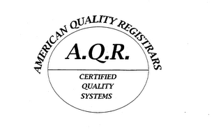 AMERICAN QUALITY REGISTRARS A.Q.R. CERTIFIED QUALITY SYSTEMS logo