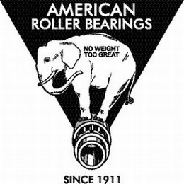 AMERICAN ROLLER BEARINGS NO WEIGHT TOO GREAT SINCE 1911 logo