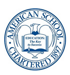 AMERICAN SCHOOL CHARTERED 1897 EDUCATION:THE KEY TO SUCCESS logo