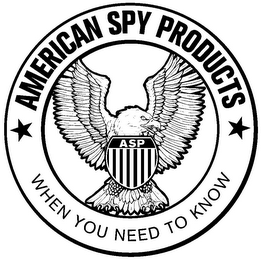 AMERICAN SPY PRODUCTS WHEN YOU NEED TO KNOW ASP logo