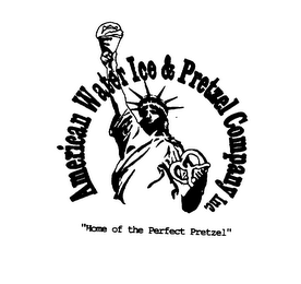 AMERICAN WATER ICE & PRETZEL COMPANY INC. "HOME OF THE PERFECT PRETZEL" logo
