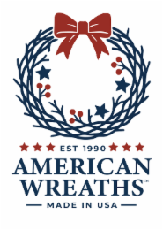 AMERICAN WREATHS - MADE IN USA EST 1990 logo