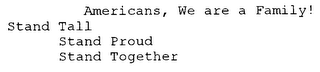 AMERICANS, WE ARE A FAMILY! STAND TALL STAND PROUD STAND TOGETHER logo