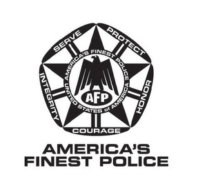 AMERICA'S FINEST POLICE SERVE PROTECT INTEGRITY COURAGE HONOR AMERICA'S FINEST POLICE UNITED STATES OF AMERICA AFP logo