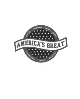 AMERICA'S GREAT, JUSTICE, HARDINESS, VALOR, PURITY, INNOCENCE, VIGILANCE AND PERSEVERANCE logo