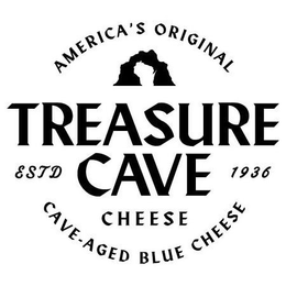AMERICA'S ORIGINAL TREASURE CAVE CHEESE ESTD 1936 CAVE-AGED BLUE CHEESE logo