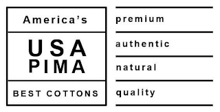 AMERICA'S USA PIMA BEST COTTONS PREMIUM AUTHENTIC NATURAL QUALITY logo