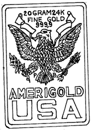 AMERIGOLD USA 20 GRAM 24K FINE GOLD 999, logo