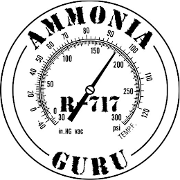 AMMONIA GURU R-717 IN. HG VAC -40 0 20 40 50 60 70 80 90 100 110 120 TEMP.F. 30 0 50 100 150 200 250 300 PSI logo