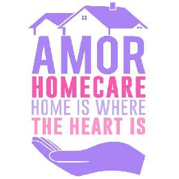 AMOR HOMECARE HOME IS WHERE THE HEART IS logo