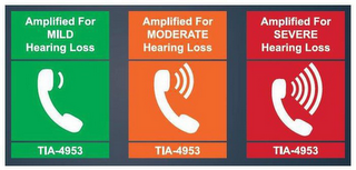 AMPLIFIED FOR MILD HEARING LOSS TIA 4953 AMPLIFIED FOR MODERATE HEARING LOSS TIA-4953 AMPLIFIED FOR SEVERE HEARING LOSS TIA-4953 logo