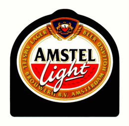 AMSTEL LIGHT AMSTEL BROUWERIJ B.V. AMSTERDAM HOLLAND LAGER BEER A AMSTEL logo