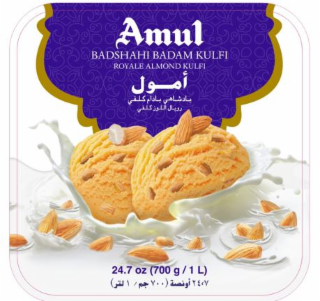 AMUL BADSHAHI BADAM KULFI ROYALE ALMOND KULFI 24.7 OZ (700 G / 1L) logo