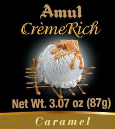 AMUL CRÈMERICH CARAMEL NET WT. 3.07 OZ (87G) logo