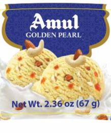 AMUL GOLDEN PEARL NET WT. 2.36 OZ (67 G) logo