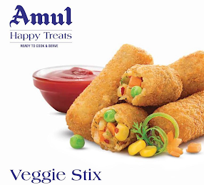 AMUL HAPPY TREATS READY TO COOK & SERVE VEGGIE STIX logo