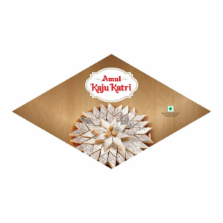 AMUL KAJU KATRI CASHEW BASED CONFECTIONERY DOES NOT CONTAIN EGG AND 100% VEG logo