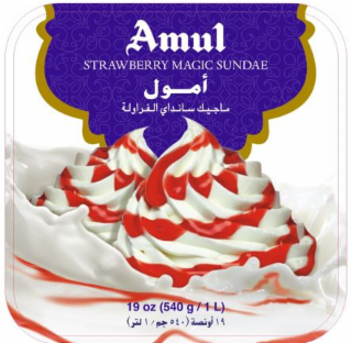 AMUL STRAWBERRY MAGIC SUNDAE 19 OZ (540 G / 1 L) logo