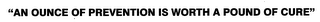 "AN OUNCE OF PREVENTION IS WORTH A POUND OF CURE" logo