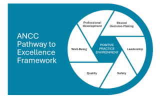ANCC PATHWAY TO EXCELLENCE FRAMEWORK POSITIVE PRACTICE ENVIRONMENT PROFESSIONAL DEVELOPMENT SHARED DECISION-MAKING LEADERSHIP SAFETY QUALITY WELL-BEING logo