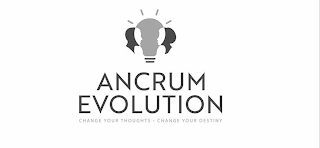 ANCRUM EVOLUTION CHANGE YOUR THOUGHTS · CHANGE YOUR DESTINY logo