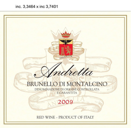 ANDRETTA ANDRETTA BRUNELLO DI MONTALCINO DENOMINAZIONE DI ORIGINE CONTROLLATA E GARANTITA 2009 RED WINE - PRODUCT OF ITALY logo