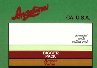 ANGELINA CA, U.S.A. FOR COMFORT AND FIT COTTON RICH BIGGER PACK BETTER VALUE logo