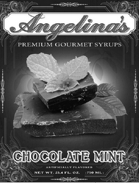 ANGELINA'S PREMIUM GOURMET SYRUPS CHOCOLATE MINT ARTIFICIALLY FLAVORED logo