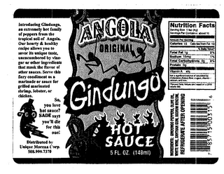 ANGOLA ORIGINAL GINDUNGO HOT SAUCE