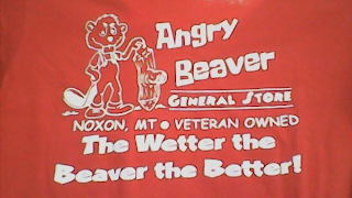 ANGRY BEAVER GENERAL STORE NOXON, MT VETERAN OWNED THE WETTER THE BEAVER THE BETTER! logo