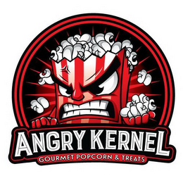 ANGRY KERNEL GOURMET POPCORN & TREATS logo