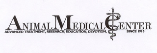 ANIMAL MEDICAL CENTER ADVANCED TREATMENT, RESEARCH, EDUCATION, DEVOTION, SINCE 1910 logo