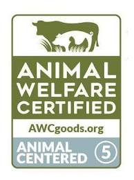 ANIMAL WELFARE CERTIFIED AWCGOODS.ORG ANIMAL CENTERED 5 logo