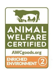 ANIMAL WELFARE CERTIFIED AWCGOODS.ORG ENRICHED ENVIRONMENT 2 logo