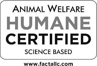 ANIMAL WELFARE HUMANE CERTIFIED SCIENCE BASED WWW.FACTALLC.COM logo