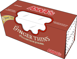 ANNA'S GINGER THINS DELGADITAS DE JENGIBRE TRADITIONAL SWEDISH COOKIES GALLETAS SUECAS TRADICIONALES 0 TRANS FAT SWEDISH RECIPE ANNA'S logo