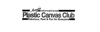 ANNIE'S INTERNATIONAL PLASTIC CANVAS CLUB FABULOUS, FAST & FUN FOR EVERYONE logo