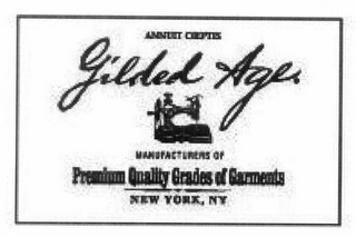 ANNUIT COEPTIS GILDED AGE, MANUFACTURERS OF PREMIUM QUALITY GRADES OF GARMENTS, NEW YORK, NY logo