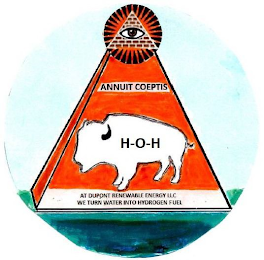 ANNUIT COEPTIS H-O-H AT DUPONT RENEWABLE ENERGY LLC WE TURN WATER INTO HYDROGEN FUEL logo