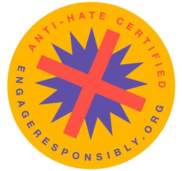 ANTI-HATE CERTIFIED ENGAGERESPONSIBLY.ORG X logo