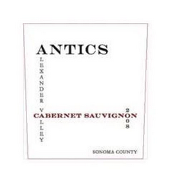 ANTICS ALEXANDER VALLEY CABERNET SAUVIGNON 2008 SONOMA COUNTY logo
