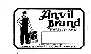 ANVIL BRAND "HARD TO BEAT" MANUFACTURED BY HIGH POINT OVERALL CO., HIGH POINT, N.C. logo