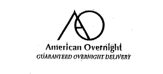 AO AMERICAN OVERNIGHT GUARANTEED OVERNIGHT DELIVERY logo