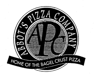 APC ABBOT'S PIZZA COMPANY HOME OF THE BAGEL CRUST PIZZA logo