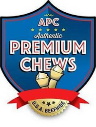 APC AUTHENTIC PREMIUM CHEWS U.S.A. BEEFHIDE logo