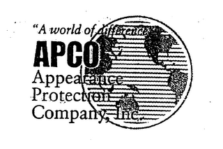 APCO APPEARANCE PROTECTION COMPANY, INC." A WORLD OF DIFFERENCE " logo
